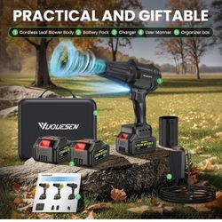 Cordless Leaf Blower, 980,000 RPM Handheld Leaf Blower with 2 X 4.0Ah Batteries & Charger, Lightweight Leaf Blowers