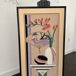 Art Deco Framed Needlepoint 