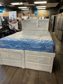 Full Bed Frame Any Color/With 6 Drawers & Memory Foam Mattress Take It Home In Payments With $0 Initial Payment Read Description