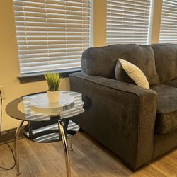 2 Black Glass Side Tables 