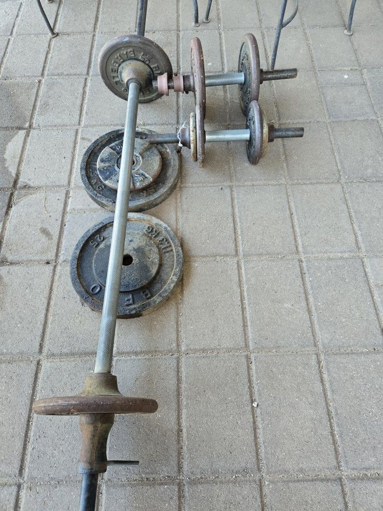 Weights Old Barbell, Dumbell Set 