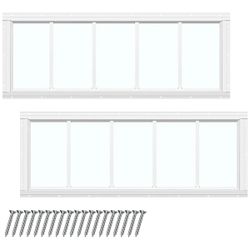 Tandefio 2 Pack 10'' x 18'' White Basement Garage Door Flush Mount Shed Window#3376KT4