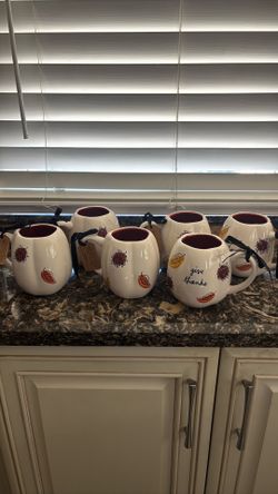 Fall Harvest Ceramic Mugs Set of 6