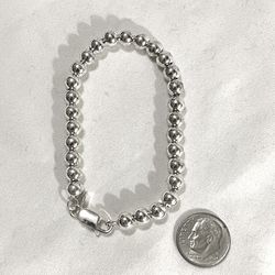 Brand New 7” Bead, Strand, Sterling Silver Bracelet. 