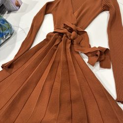 Women’s Brown Tan Wrap Dress Size Small 