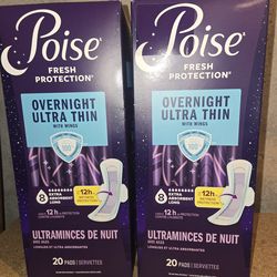 Poise overnight Ultra Thin Pads with Wings