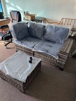 Outdoor Wicker Sofa Set with Coffee Table