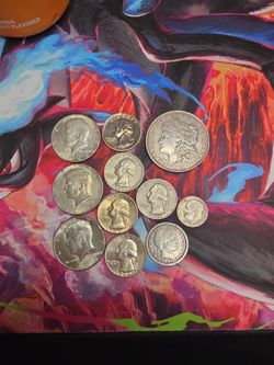 Small silver coin lot , morgan dollar halves quarters and a dime