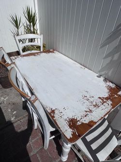 Rustic Farmhouse Table + 4 Chairs – $150 OBO