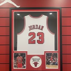 Michael Jordan Autographed Bulls #23 Jersey Framed 34x42 Display COA GOAT