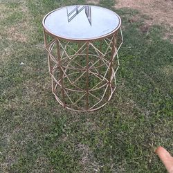 Gold Side Table With Mirror