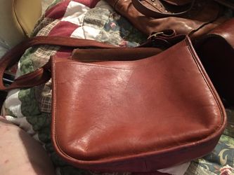Brown leather handbag
