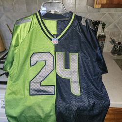 Seattle Seahawks Nike Authentic NFL Very Lmtd Ed Marshawn Lynch HALF/HALF Beast Mode Jersey 