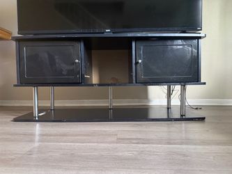 Black TV Stand with Cabinet Doors