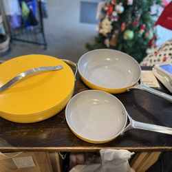 Caraway 4 Pc Non-Stick Sauté Pan Set-HAND WASH ONLY