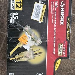 Husky
VividFlex 100 ft. 12/3 Heavy Duty Indoor/Outdoor Triple Tap Extension Cord with Lighted Ends, Yellow