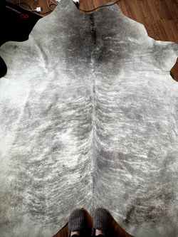 100% Authentic Grey Brindle Cowhide Rug
