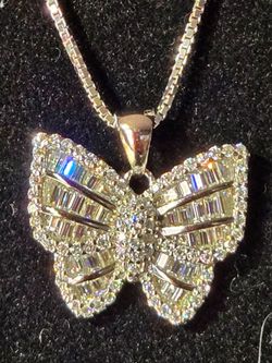Moissanite BUTTERFLY Pendant with chain