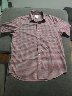 LL Bean Shirt Mens Large Button Down Traditional Fit Red Plaid Stretch