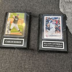 Chicago Cubs Willson Contreras World Series Card And Chicago White Sox Carlos Rodon