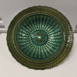 Large Ornate Teal and Gold Decorative Serving Bowl