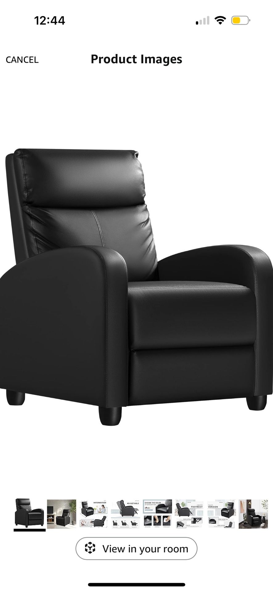 Black new leather recliner chair