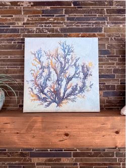 Sea Glass Coral Canvas Art – Coastal Decor - 20” x 20”
