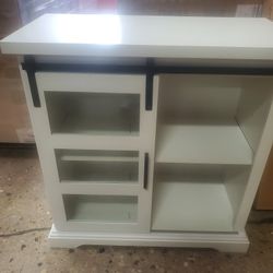 32 in. Solid White Sliding Glass Door Accent Cabinet(NEW In A Box)
