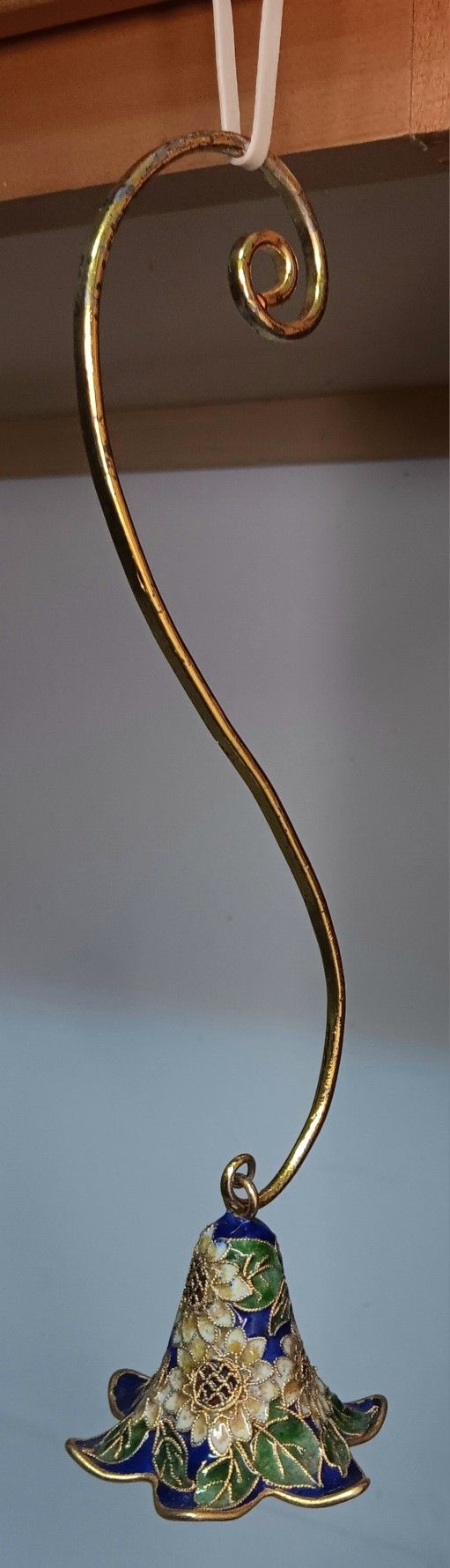 Vintage Hanging Cloissone Christmas Ornament In A Form Of Beautiful Flower, 8.5"long