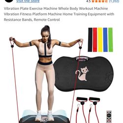 Vibration Plate Exercise Machine Whole Body Workout Machine Vibration Fitness Platform Machine Home Training Equipment with Resistance Bands, Remote C