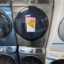 Samsung Silver Gray Front Load Washer & Dryer Set In Excellent Condition With Warranty, Free LOCAL DELIVERY Available 