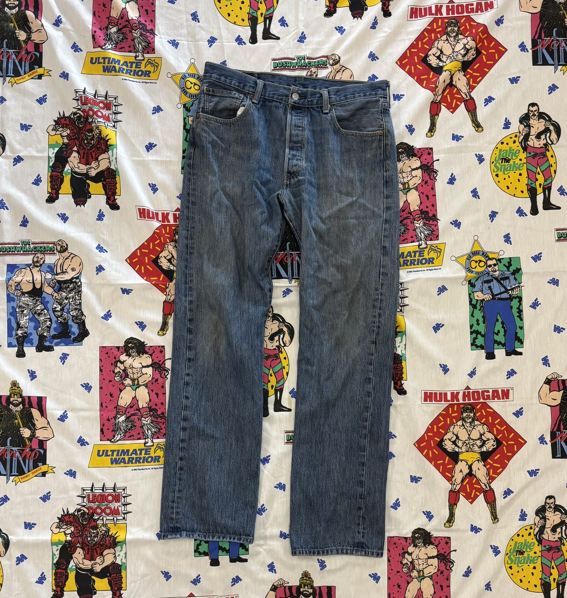 Levi's 501 Men's Jeans 34x34, Blue, Zipper Fly, Dark Wash, Straight Leg, Regular