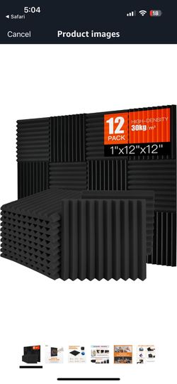 Acoustic Foam Panels 12 Pack 1" x 12"x 12" High Density Soundproofing Wedges for Wall Sound Proof Foam Panels Noise Absorbing Blocker and Sound-Dampin