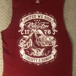 Patriotic Motorcycle United We Ride Liberty & Honor Sleeveless Large T-Shirt VGC