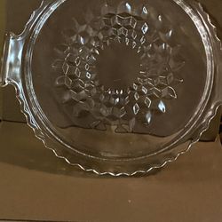 Vintage Jeanette Small Glass Etched Cube Clear Serving Platter:
