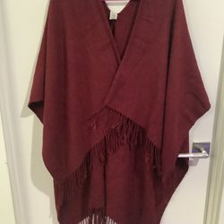 Poncho Style Top Open Over The Shoulder One Size Fits All Color: Red Pomegranate