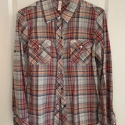 Plaid Button-Up Shirt, Size S