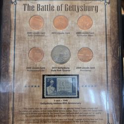 Battle Of Gettysburg. Coins Stamp COLLECTION 