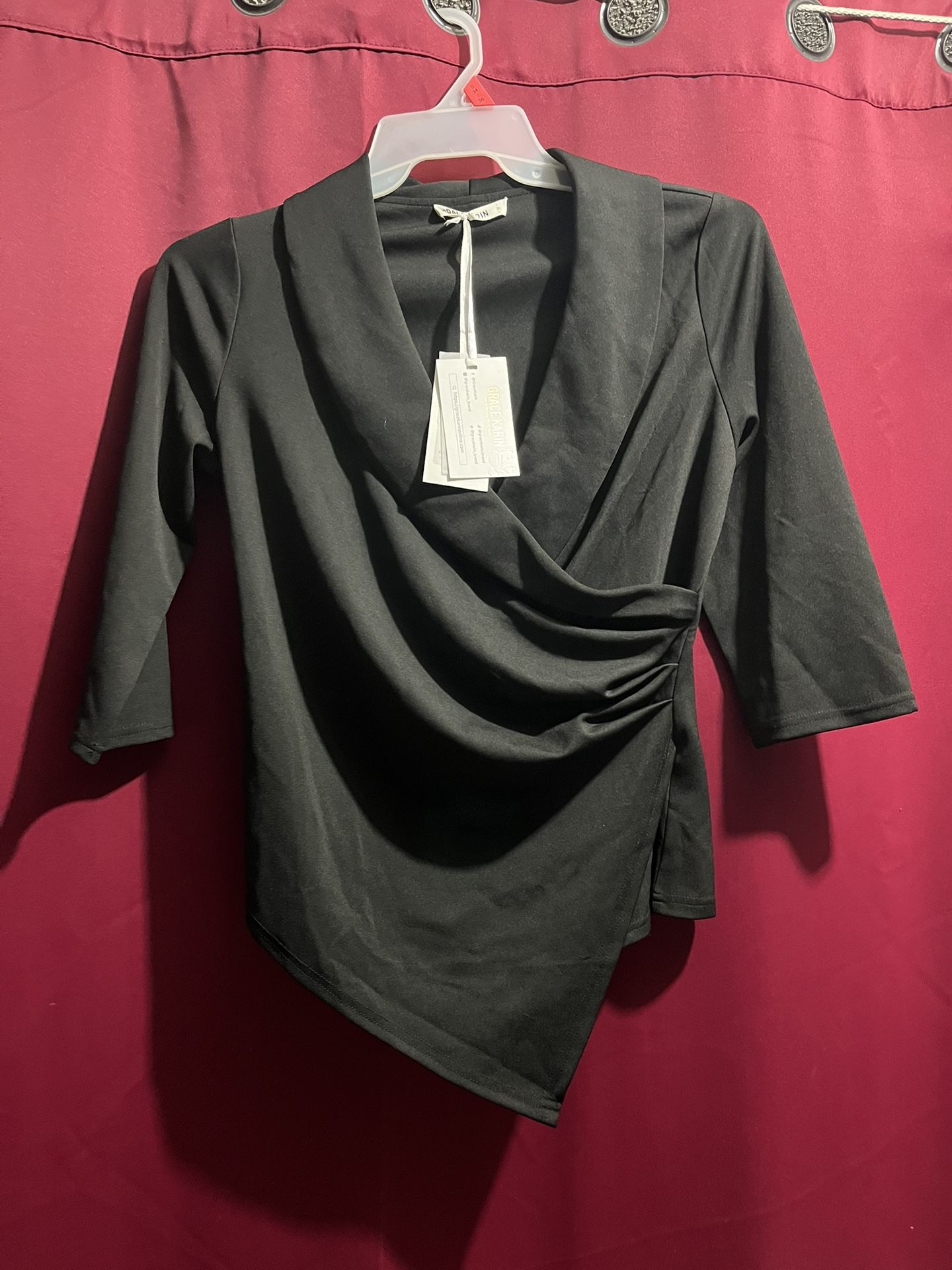 Grace Karin Black Blouse Size M