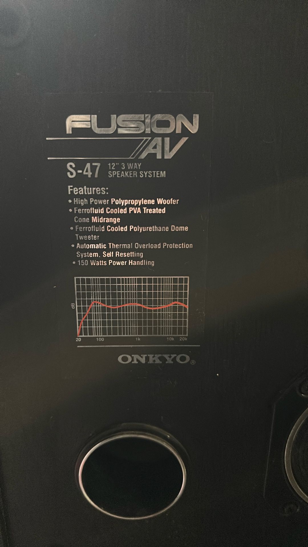 Two ( Set ) Onkyo Fusion Av S-47 12” 3 Way Speaker System