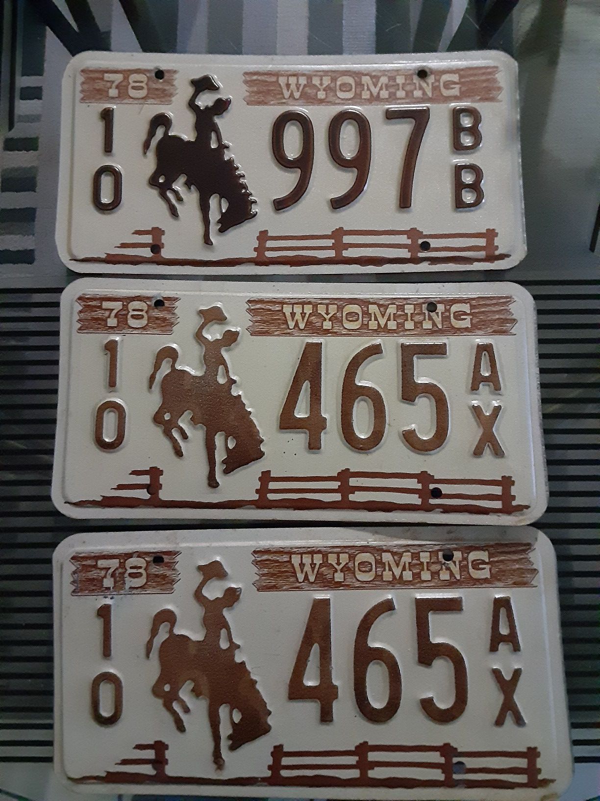 Old Wyoming license plaits