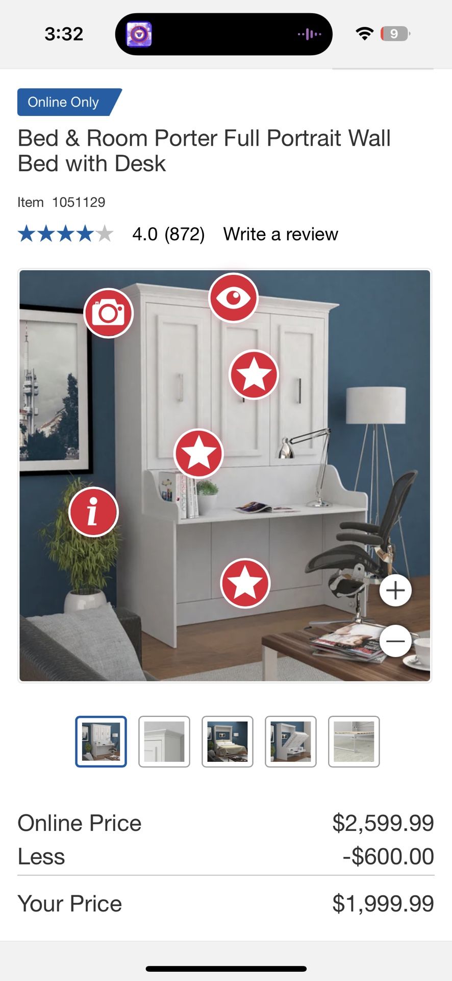 Costco Queen Murphy Wall Bed With Desk