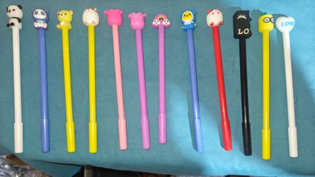 12PK Cute Character Black Pens - Party Favor Pens