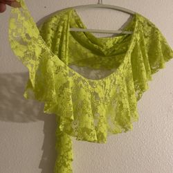 Raw Edges Stretchy Lace Cape Wrap Scarf Shawl Top 
