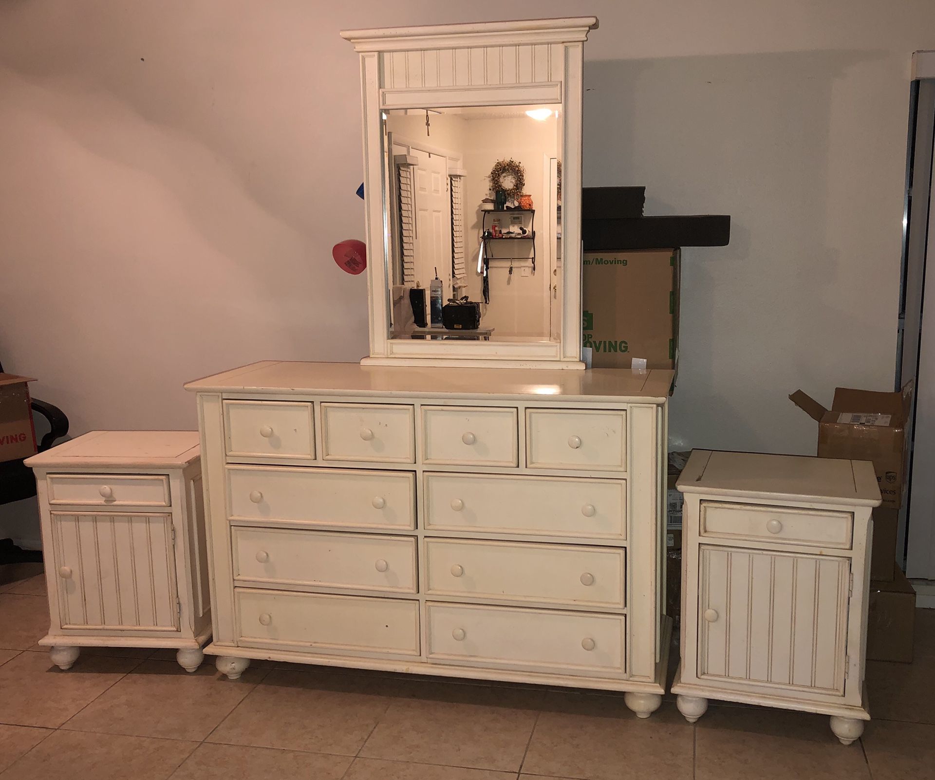 Dresser/Mirror with night tables - twin day bed