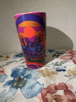 Starbucks Rex Hamilton Tabby Cat 12 Oz Ceramic Tumbler With Lid