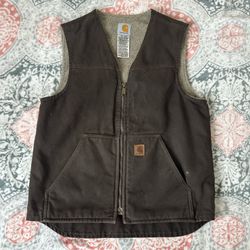 Carhartt brown sherpa lines vest
