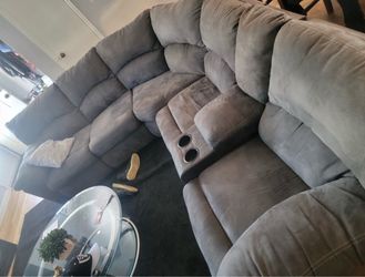 Gray Microfiber Reclining Sectional Sofa