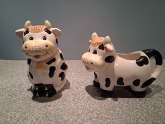 HH Black & White Ceramic Cows Sugar and Creamer