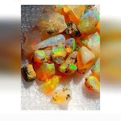 10pcs. Ethiopian Fire Opal Polished Rough - 4-10mm